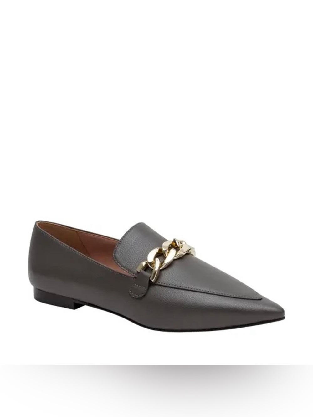 Linea Paolo Mabel Black Leather Pointed Toe Chain Loafers Size 6.5 NEW